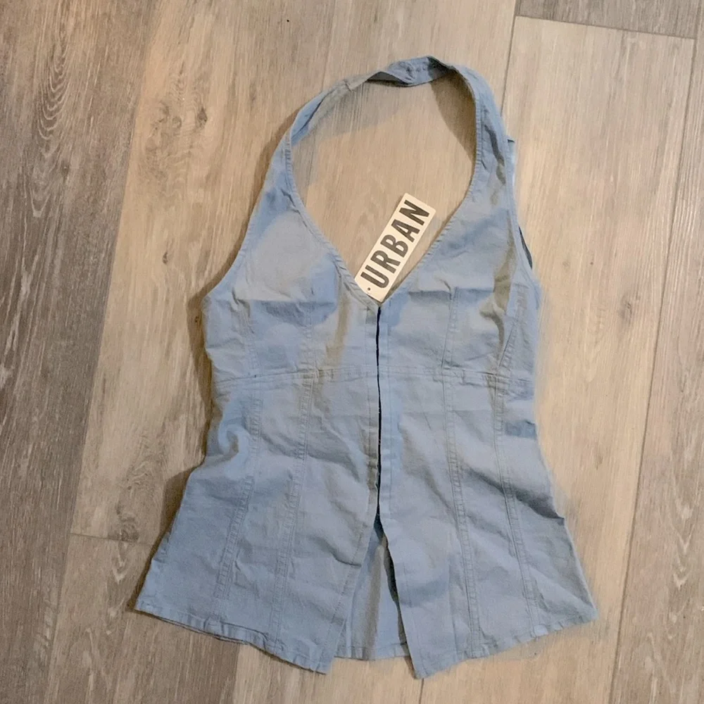 Urban Outfitters Sari Seamed Linen-Blend Halter Vest Top NWT - Picture 4 of 7